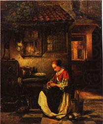 Henri Leys Woman Plucking a Chicken in a Courtyard china oil painting image